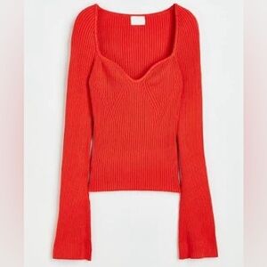 Orange Red Off-Shoulder Sweater